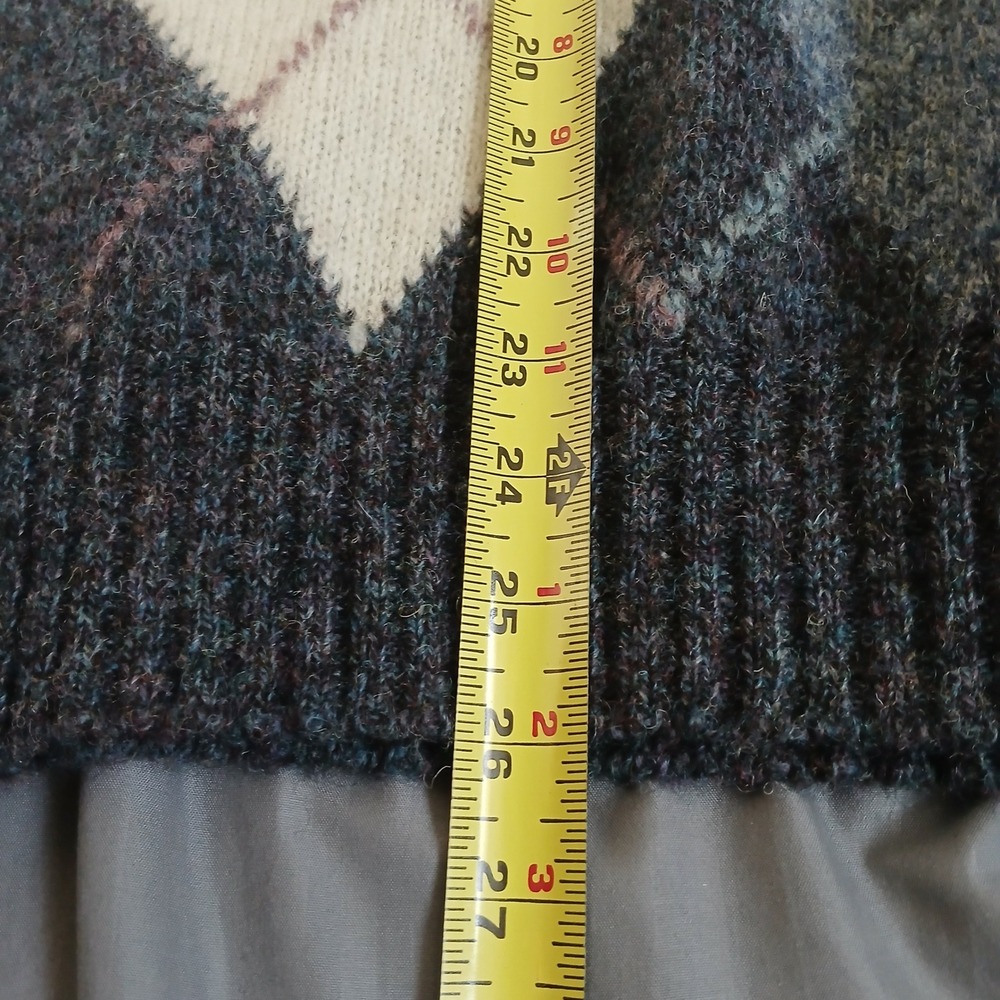 Christopher Hayes Sweater Mens M Blue Argyle Shetland Wool Made in Ireland - Picture 5 of 7